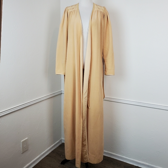 Bill Tice Robe Vintage Pleated Old Hollywood Lounge Comfort Sleep Tan Neutral - Picture 8 of 15